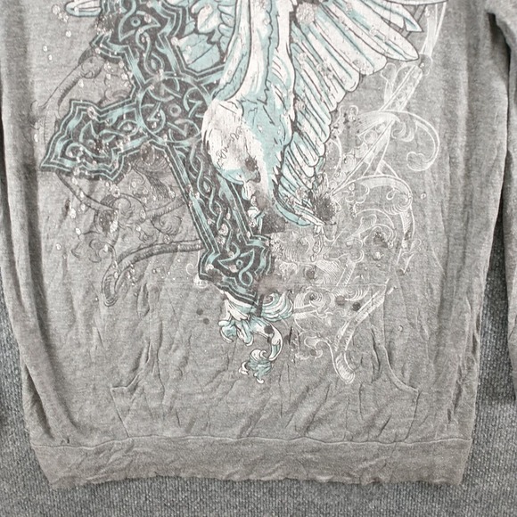 Sugar High Women's Wings Cross Pullover Graphic Hoodie Gray 2X Lightweight - Picture 6 of 16